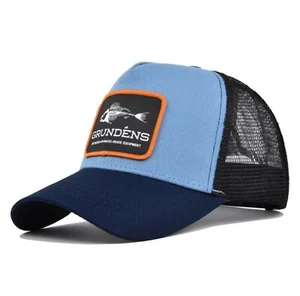 Black/Blue Embroidered Patch GRUNDÉNS Baseball Cap Mesh Back Trucker Hat E1