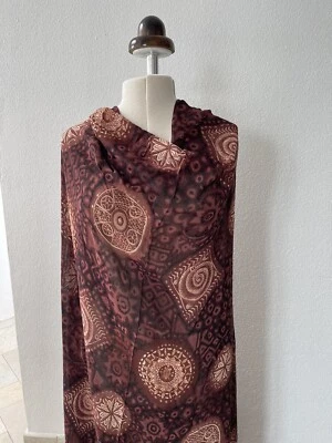 Viscose Krepp Chiffon Ornamente Braun Creme 3,00  Mtr x 1,50 Breit - Bild 1 von 2