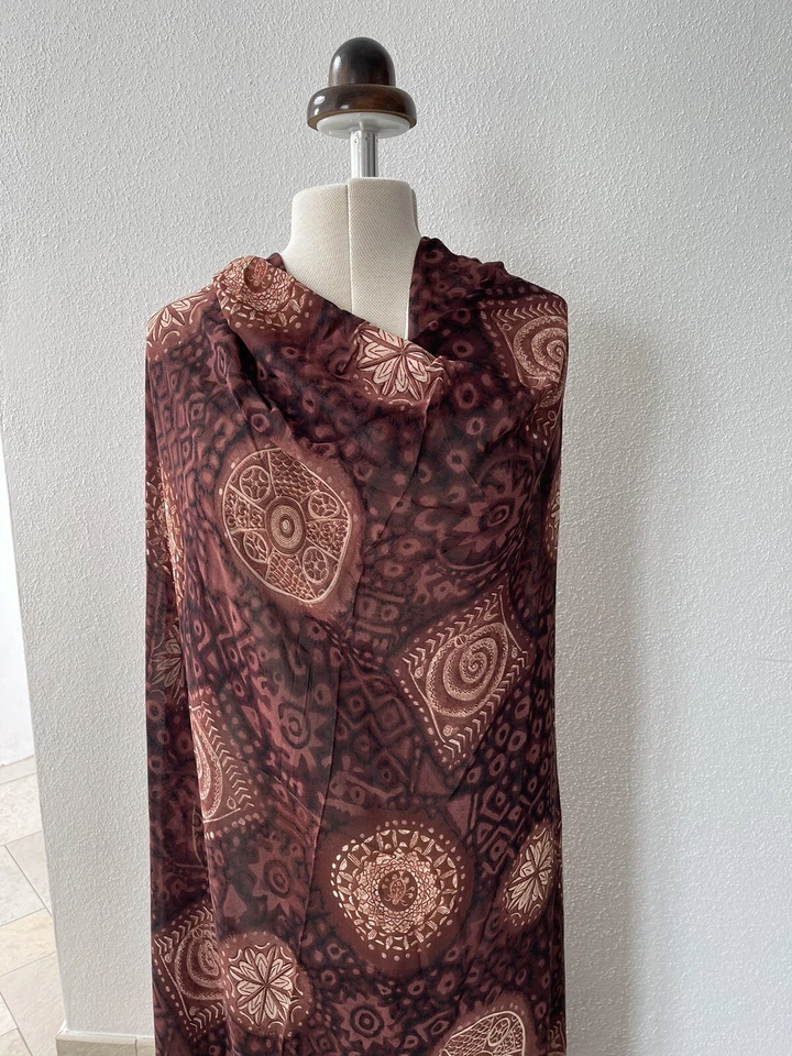 Viscose Krepp Chiffon Ornamente Braun Creme 3,00  Mtr x 1,50 Breit - Bild 1 von 2