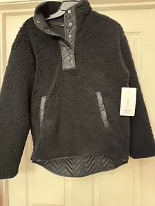 ATHLETA COZY SHERP SNAP SWEATSHIRT BLACK SIZE 1X NWT - Picture 1 of 6
