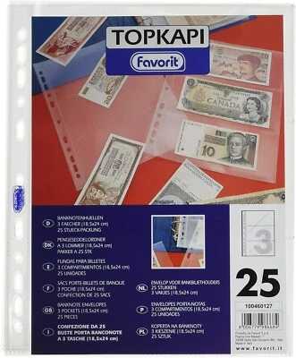 Buste Porta Banconote Topkapi Favorit Confezione da 25 Buste Trasparenti Lisce - Immagine 1 di 3