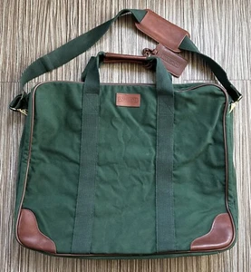 Vintage Lands End 24" Green Canvas & Leather Deluxe Square Rigger Travel Bag EUC - Picture 1 of 8