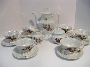 Vintage Walbrzych Pompadour Rose 15pc Tea Set Service for 6 Made in Poland EUC - Bild 1 von 9