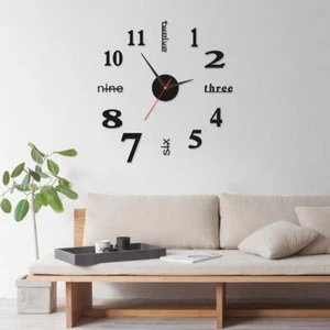 Wall Clock Acrylic Digital Wall Clock Office Decor DIY Self Adhesive Clock - Picture 1 of 7