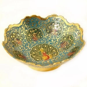 Hand Crafted Brass Fruit Bowl with Minakari Work Home Dinning 4 inch Set of 4 - Picture 1 of 3