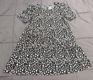 Wonder Nation Short Sleeve Tiered Black & White Dress Girls Size 10-12 Plus - Picture 1 of 16