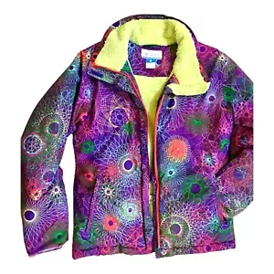 Columbia Purple Spiral Circles Print Winter Ski/Snow Jacket Kids Size 14/16 - Picture 1 of 13