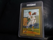 Jim Catfish Hunter AUTOGRAPHED Great moments No. 62 Perez Steel Photo PSA 8