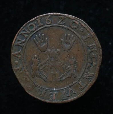 Spanish Netherlands (Brabant/Antwerp) 1620 Turfpenning - 90 degree die rotation! - Imagem 1 de 3