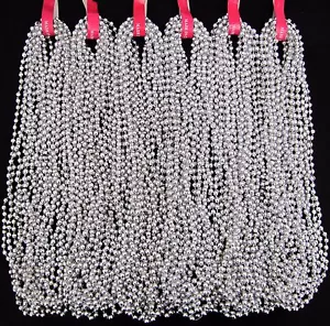 Mardi Gras Beads Silver Disco 6 Dozen School Parade Football Party 72 Necklaces - Picture 1 of 5