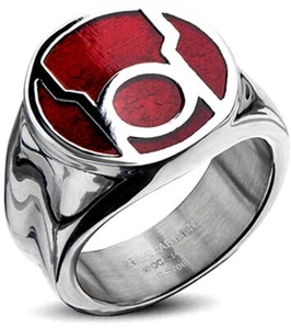 DC Comics Red Lantern Corps Rage Ring - Stainless Steel & Enamel Blackest Night - Picture 1 of 18