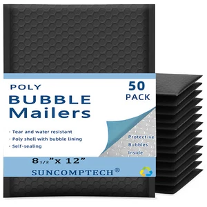 #2 8,5x12 (8,5x11) Poly Luftpolster Umschlag Versandtasche Versandtasche Schwarz 50 STCK. - Bild 1 von 4