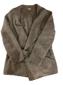 J. Jill Wool & Angora Belted Wrap Coat/Jacket Gray Small Side Pockets - Picture 1 of 6
