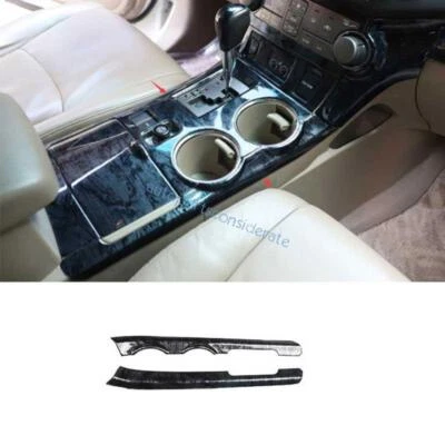 Cubierta lateral de cambio de marchas para consola Toyota Highlander 2008-2013 grano de madera negro Foto 1 de 4