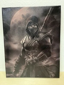 11x14 Ninja In Front Of Moon Canvas Wall Art Black With Red Huge - Picture 1 of 4