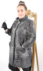 US5217 REAL SWAKARA PERSIAN LAMB FUR JACKET GRAY RANCH PERSIAN LAMB SIZE XL - Picture 1 of 24