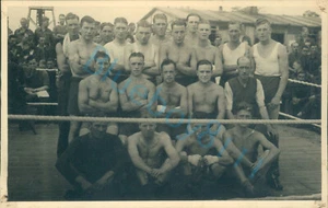WW2 British Prisoners Of War POW's Boxers Group Photo In Ring XXI D Poland - Picture 1 of 3