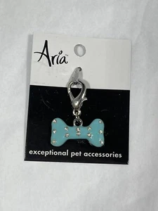 Aria Enamel and Rhinestone Bone Charm Blue Dog Pet Collar Charm So Pretty - Picture 1 of 1