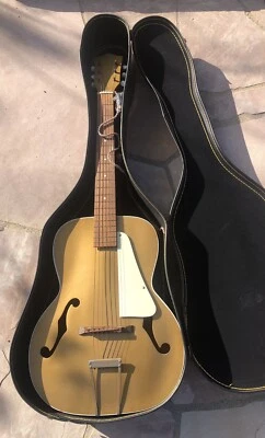 VINTAGE SILVERTONE 1950’s “Colorama”  GOLD ACOUSTIC GUITAR W/ ROPE STRAP RARE - Image 1 of 4