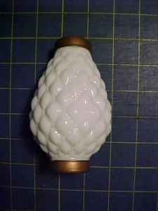 LIGHTNING ROD BALL! WHITE MILK GLASS, TEXTURED, 4.5" EGG SHAPED WITH END CAPS! - Picture 1 of 6