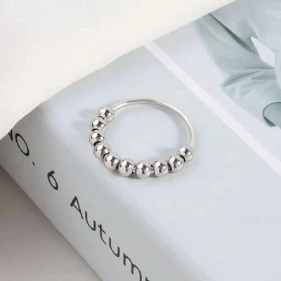 Solid 925 Sterling Silver Band & Ball Ring Handmade Ring for Beauty - Image 1 of 4