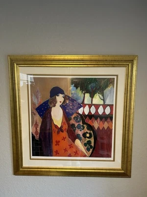 Seriolitografía Itzchak Tarkay "Indigo Chapeau" en color sobre papel y firmada Foto 1 de 4