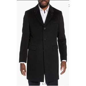 Abrigo Ted Baker London Para Hombres Negro Swish Lana y Cachemira Limpio Clásico 40R NUEVO - Imagen 1 de 14