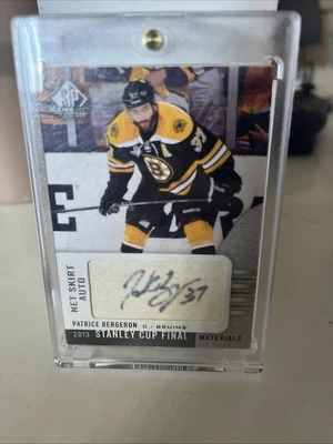 2013 SP Game Used Patrice Bergeron Stanley Cup Final Net Skirt Auto Bruins - Image 1 of 2
