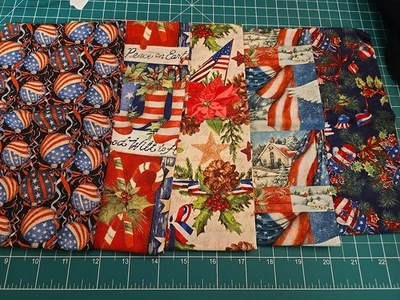 Patriotic Christmas Americana Quilt Craft Fat Quarter Bundle Set 5 USA Flag New - Image 1 of 4