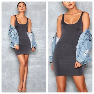 MISTRESS ROCKS Revolution Gray Bodycon Sleeveless Tank Mini Dress Large - Picture 1 of 5