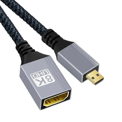 Micro HDMI 2.1 8K Typ-D Stecker auf HDMI Buchse Verlängerung HDTV Kabel für DV Kamera - Bild 1 von 4