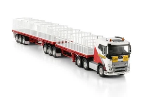 Volvo FH4 6x4 Double Flat Top Anhänger "Borger Cranes" WSI LKW Modelle 1:50 - Bild 1 von 5