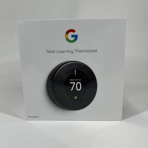 Google Nest Smart Learning Thermostat 3rd Gen Mirror Black SEALED - Picture 1 of 5