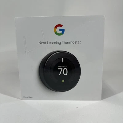Google Nest Smart Learning Thermostat 3rd Gen Mirror Black SEALED - Image 1 of 4