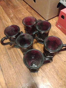 Vintage Avon Cape Cod Rubinrot Glas Tassen 6er Set - Bild 1 von 5