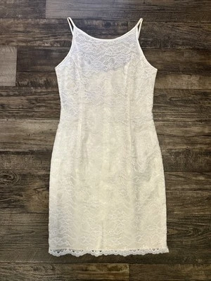 Vintage White Lace Slip Dress Fitted Scott McClintock 6 Bridal Wedding Party - Image 1 of 4