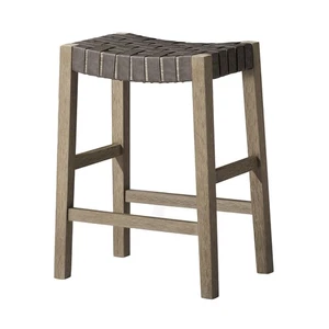 Maven Lane Stool in Weathered Grey Wood Finish w/Vegan Leather (Open Box) - Picture 1 of 6