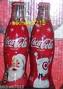 2004 TARGET SANTA & DOG WRAPPED HOLIDAY 8 OUNCE GLASS COCA- COLA BOTTLE - Picture 1 of 1