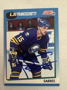 LOU FRANCESCHETTI BUFFALO SABRES SIGNED AUTOGRAPHED 1991 SCORE HOCKEY NHL CARD - Picture 1 of 2