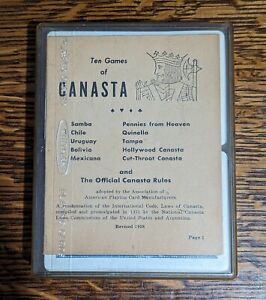 Vintage Canasta Card Set in Plastic Box Case - Game Night - Adult Party Game Old