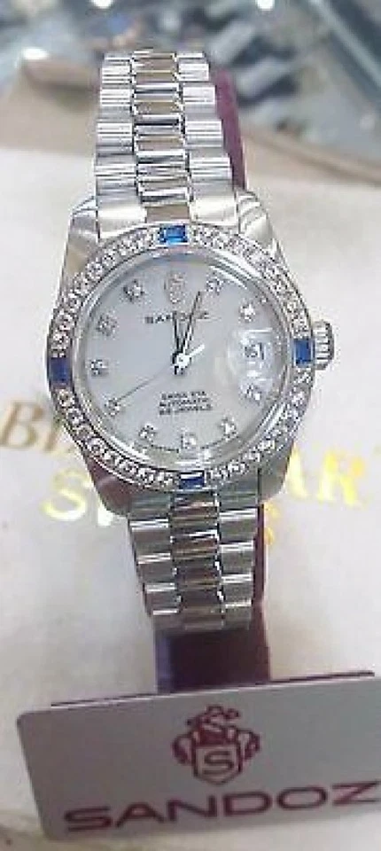 Sandoz White Dial Diamond Hour Marker Automatic Men's Watch 3908D-12-2 - Image 1 of 1