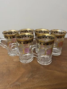 6pc Turkish Tea Glass Espresso Demitasse Set w/ Gold Leaf  - Picture 1 of 12