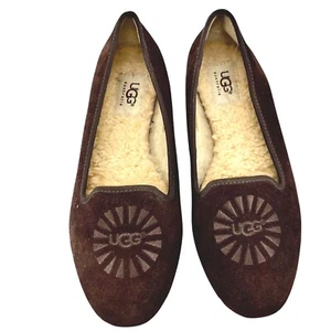 UGG Australia Alloway Brown Suede Leather Loafers Flats Women's Shoes size 6M - Picture 1 of 9
