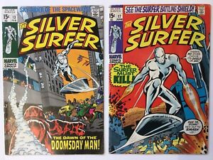 Silver Surfer 13 and 17 Marvel Comics 1970 First Doomsday Man