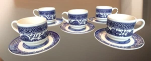 5 Vtg Blue Willow Cups & Saucers Sets – Stackable, 10-Piece Total, Made in USA - Picture 1 of 10