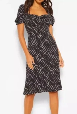 Новый с Ярлыками Betsey Johnson в горошек черный белый Puff рукав платье 18 Вт эластичной Pin Up - Изображение 1 из 4