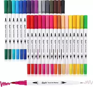 Dual Tip Art Markers Pens for Kids Adult Coloring Books Artist Fine and Brush Ti - Picture 1 of 7