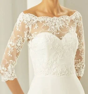 Brautkleid Topper Jacke für Braut weiß elfenbein Spitze Top Accessoires 8 10 12 - Bild 1 von 9