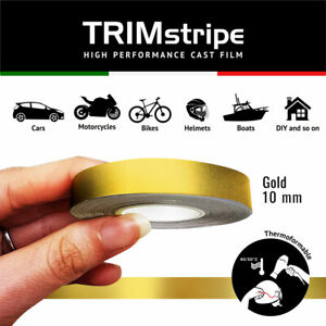 Trim Stripes Strisce Adesive per Auto, Oro, 10 mm x 10 Mt