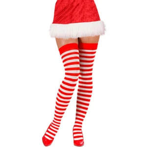 Weihnachtsfrau Miss Santa Overknees Halterlose Weihnachtsstrümpfe Kniestrümpfe - Bild 1 von 2